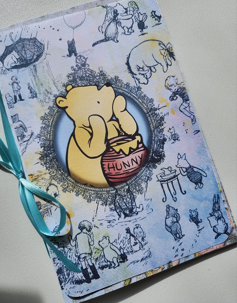 Junk Journal Booklet “WINNIE THE POOH” Retro Classic Storybook Style LG 9×6 40p