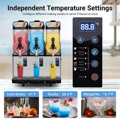 3x15L Tank Commercial Slushy Machine Smoothie Frozen Drink Maker Multi-mode