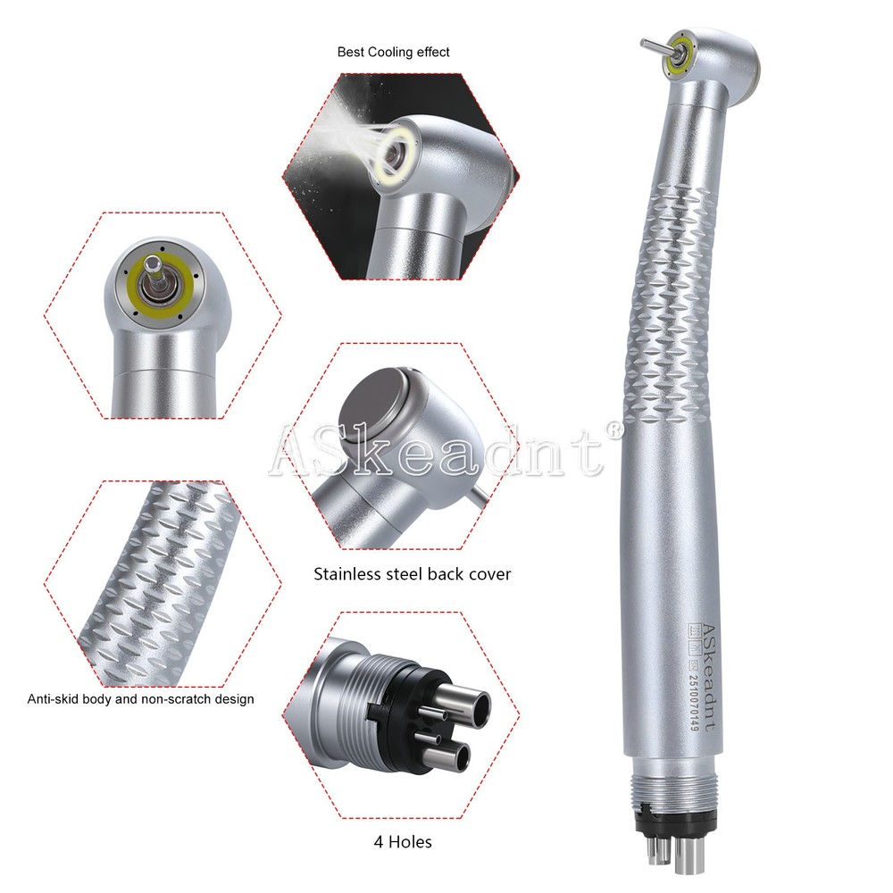 1-10*Dental Shadowless Ring LED High Speed Handpiece 5 Water Spary 4Hole Ceramic