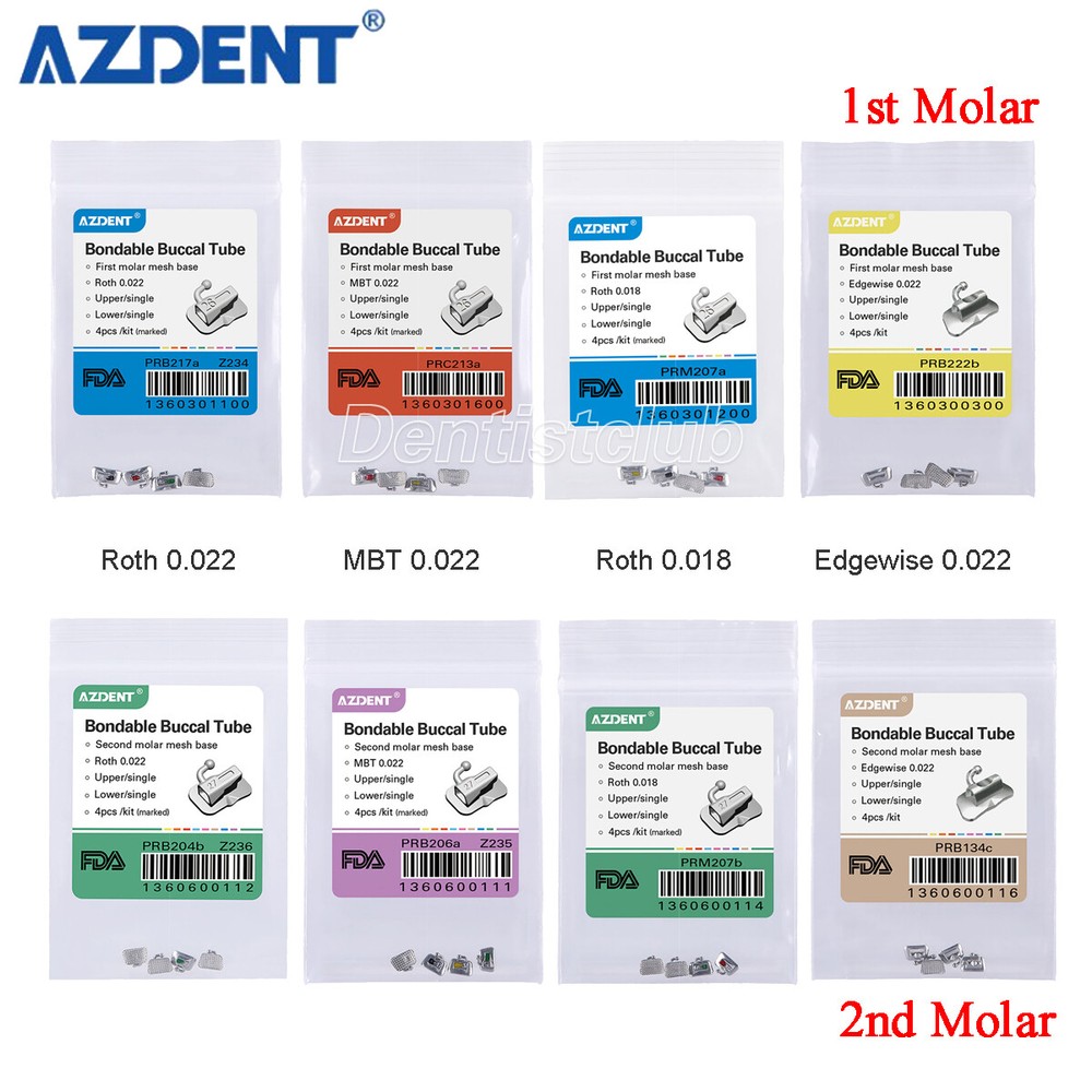 AZDENT Dental Orthodontic 1st Molar Buccal Tubes Bondable Non-Conv Roth /MBT.022