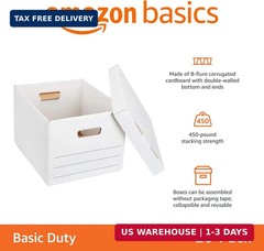 Amazon Basics Storage/Filing Boxes with Lift-Off Lid, Letter/Legal Size, Collaps