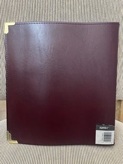 NOS Samsill 1513 Burgundy 3 Ring 1″ Binder Faux Leather Gold Hardware Made USA