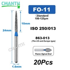 20Pcs US Dental Diamond Burs High Speed Burs Dental Lab Polishing Drills 1.6mm