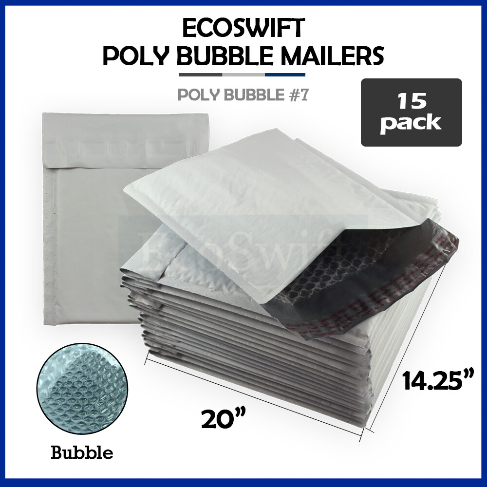 15 #7 14.25 x 20 EcoSwift Poly Bubble Mailers Padded Envelope Shipping Bags