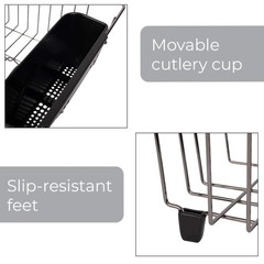 Small Dish Drainer Rack – Chrome/Black – 14 x 12.5 x 5.5 inches (L x W x H)