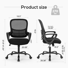 edx Desk Chair with Ergonomic Lumbar Support for Home, Office, Bedroom, 250lbs