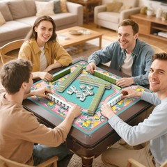 Blue Mahjong Mat for Table, 31.5 * 31.5in Anti Slip Lemon American Mahjong Ta…