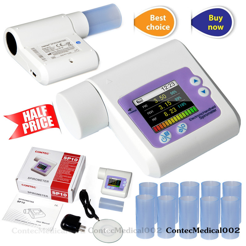 SP10 Digital Spirometer Lung Breathing Diagnostic Device Spirometry+PC Software