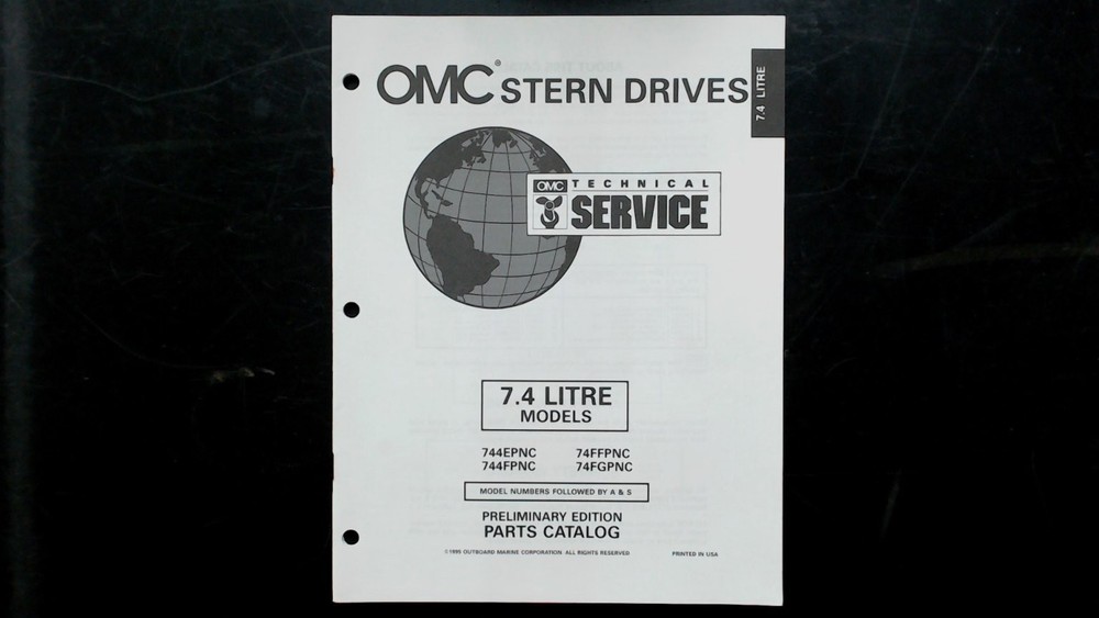 OMC 7.4 Litre Stern Drives Parts Catalog 744E FPNC 1995 Manual