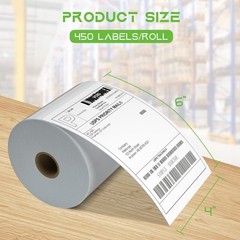 MFLABEL 4×6 Direct Thermal Shipping Labels – 4 Rolls 450 Labels/ Rolls, White