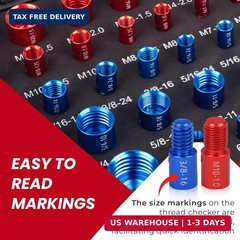Thread Checker, 66pcs Nut and Bolt Thread Checker, 33 Inch & 33 Metric Box Set T