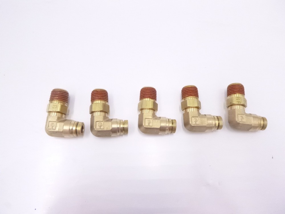 5 Pack Parker Brass DOT Push-to-Connect Fitting 1/4″ x 1/4″ MNPT 90° Elbow