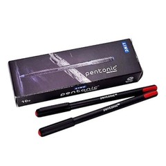 Pentonic 0.7 mm Red Ink Ball Point Pen Box Pack Black Body-Free Ship to USA, 10x