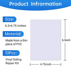 Vinyl Siding Repair Kit 10 PCS 6.3X4.75Inch Self-Adhesive Vinyl Siding Patch PVC