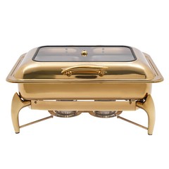 Gold 9QT Roll Top Chafing Dish Buffet Set Stainless Steel with Fuel Holder Home~