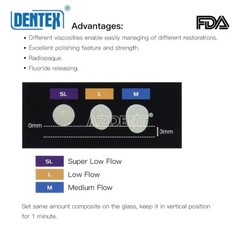 DENTEX Dental Light Cure Flowable Composite Resin Medium Flow Shade A2 3g/Pc