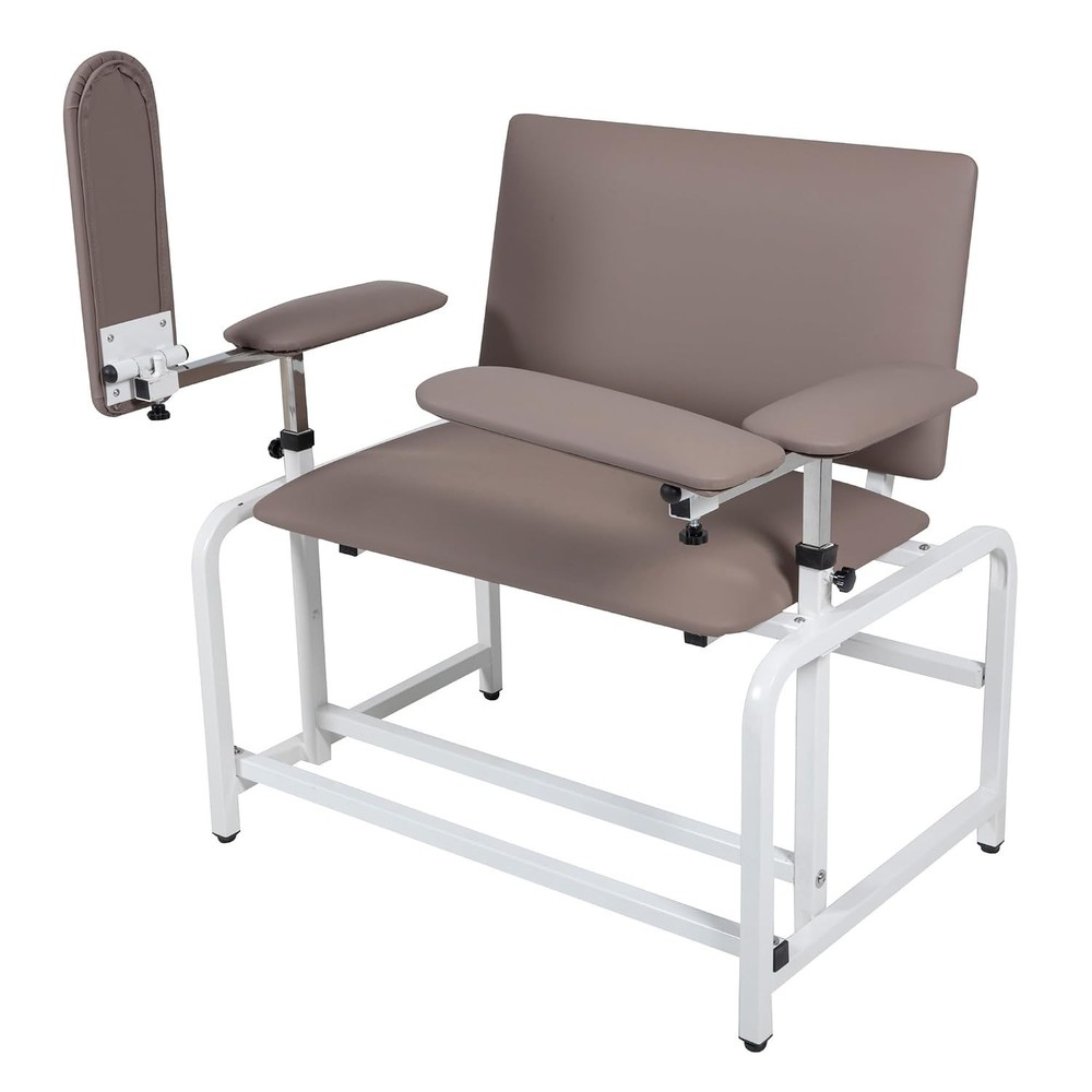 Phlebotomy Chair Extra Large Brown Blood Draw Lab Adjustable Armrests GIRISHIP