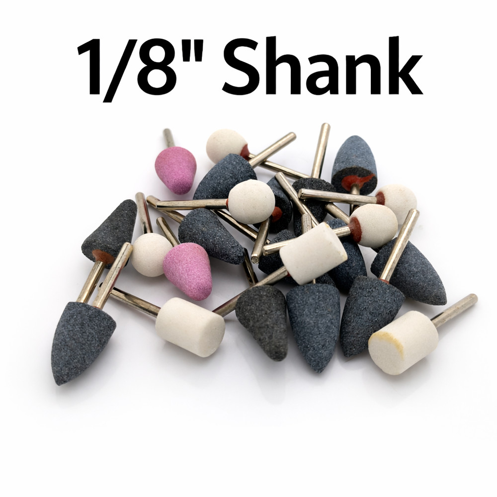20pc ASSORTED MOUNTED ABRASIVE GRINDING STONES 1/8″ SHANK DRILL