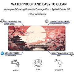 Japanese Large Gaming Mouse Pad with Stitched 31.5L x 15.8W inches, Sunset