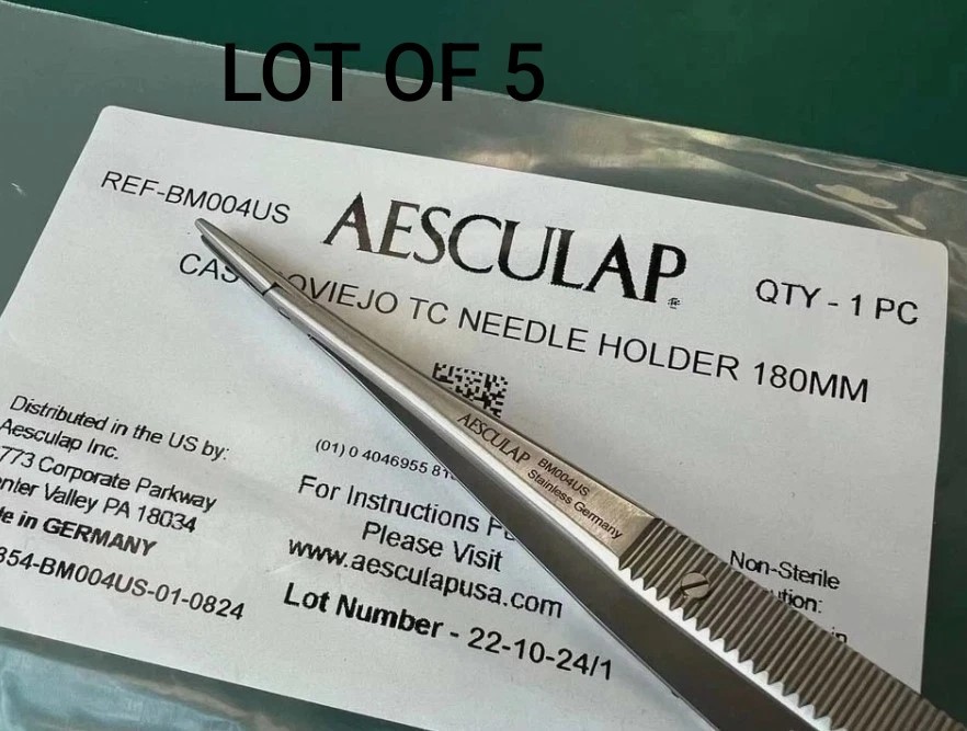LOT OF 5 AESCULAP BM004US CASTROVIEJO TC NEEDLE HOLDER 7″ (18cm)