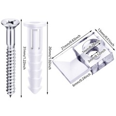 Blulu 20 Pack Mirror Holder Clips, Offset 21 mm / 0.83 inches, gray or silver