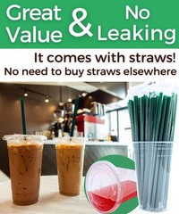 20 oz Clear Plastic Cups with Lids and Straws, Disposable Coffee Cups 25 Sets