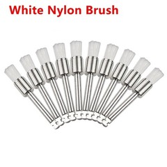100 Pcs Dental Disposable White Nylon Polishing Flat Latch Polisher Prophy Brush