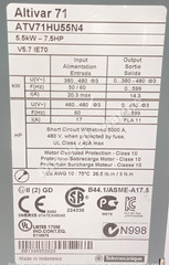 Schneider Electric ATV71HU55N4 Altivar 71, 5.5kW-7.5HP 3-PHASE AC DRIVE 380-480V
