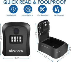 Lock Box, 4 Digits Combination Lockbox, Waterproof Outdoor Key Hider for Hous…
