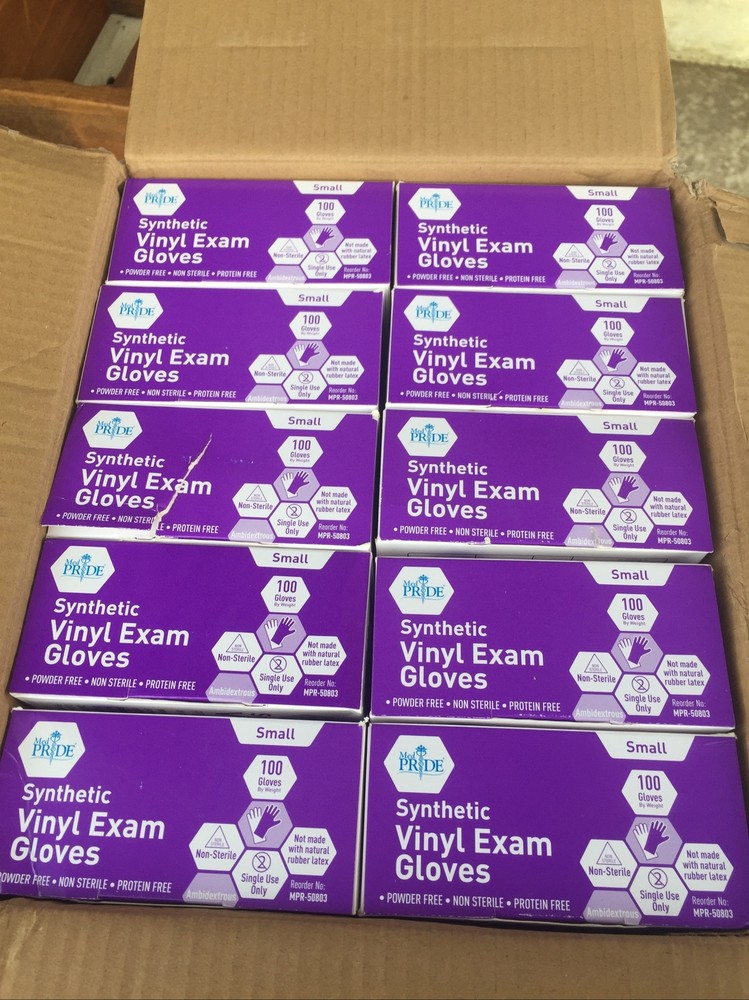 Med PRIDE Synthetic Nitrile-Vinyl Blend Exam Glove, Small Case (10 boxes) 100per
