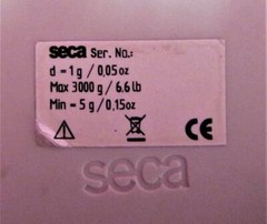 Seca Culina 852 Series Digital Dietary Medical Kitchen 1-3000 Gram Scale