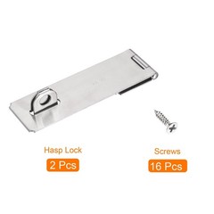 2pcs 6″ Stainless Steel Thick Door Latch Hasp Lock Clasp with Screws Silver