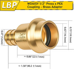 12 Pack 1/2″ Press X 1/2″ PEX Crimp Coupling Brass Fittings – Lead-Free Copper P