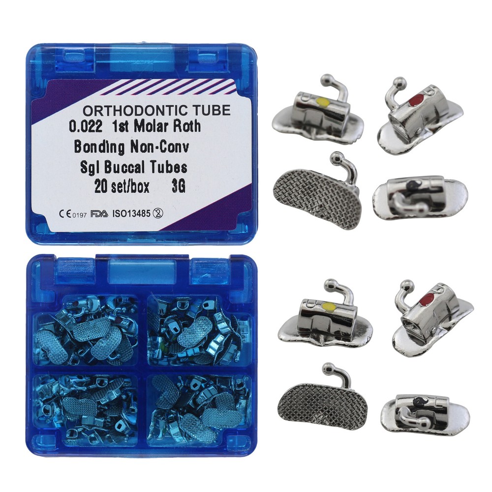 80pcs Tubos de ortodoncia Dental Orthodontic Buccal Tubes 1st Molar Roth 022 3G