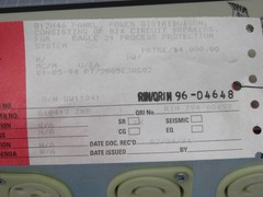 WESTINGHOUSE M455430 812H46 EAGLE 21 PANEL, POWER DISTRIBUTION CONSISTING OF 6 C