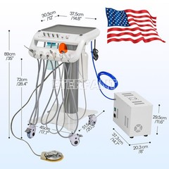 Dental Portable Mobile Cart Delivery Unit System 4Holes with Air Compressor US
