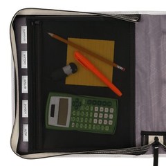 Black Gray Zippered Storage Binder with Expanding File and Carry Handle