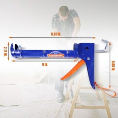 WADFOW Caulking Gun, No Drip Caulk Gun,9″ Free Hand Blue and Orange