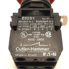Eaton E22LLB2 Push/Twist To Release Operator, Red, 2NC, 40mm Dia, 22.5mm, E22B1