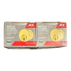 Ace 1-1/8 in KW1 Mortise Cylinder Bright Brass Solid Brass Lock Core 2-Pack