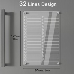 Acrylic Magnetic Dry Erase Board for Fridge, 12″X8″ Clear Magnetic to Do List…