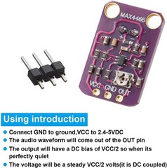 6 Pieces Electret Microphone Amplifier Module MAX4466 Adjustable Gain Blue…