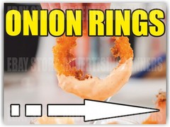 ONION RINGS Yard Sign with H-Stakes Fried Crispy Ring French Fries Arrow Right