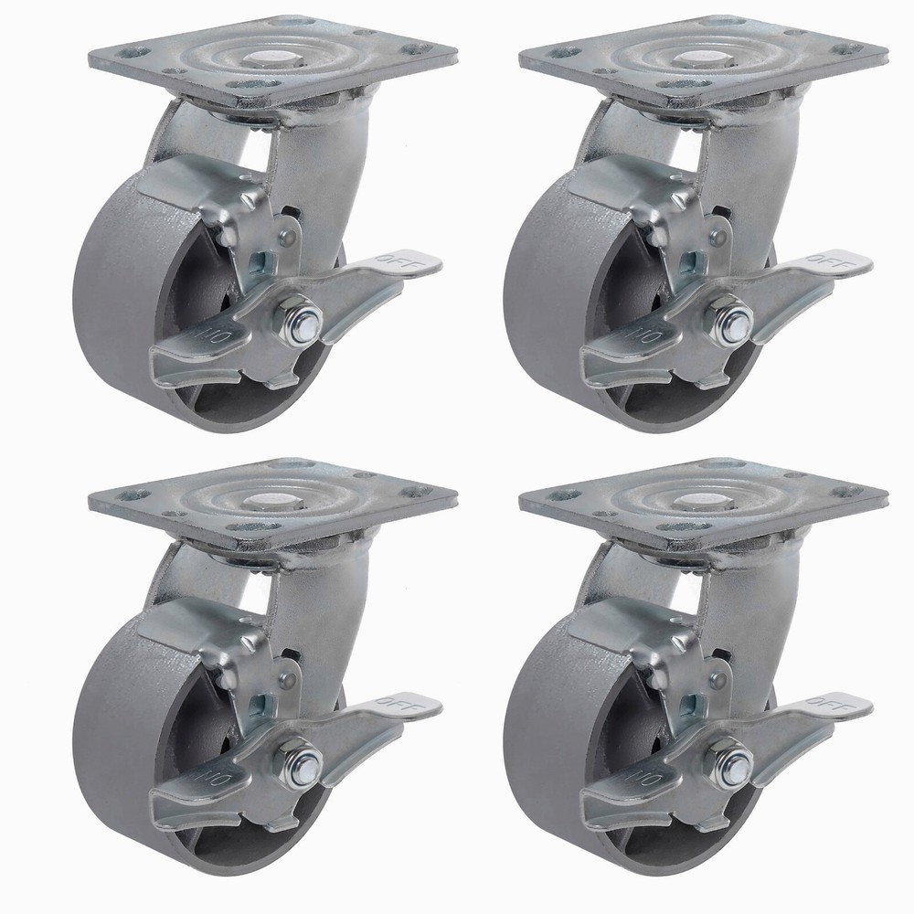 4″X2″Heavy Duty Caster Steel Cast Iron Wheel Casters,Capacity 800-3000 LB