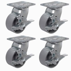 4″X2″Heavy Duty Caster Steel Cast Iron Wheel Casters,Capacity 800-3000 LB