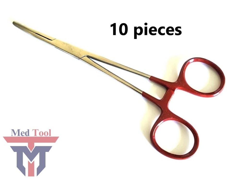 10 pieces Kelly Hemostat Forceps Red 5.5″ Straight Surgical Dental Instruments
