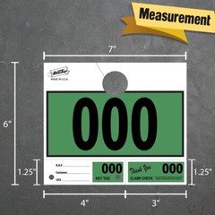 Versa-Tags 3000 Green Automotive 3 Part Dispatch Numbers Mirror Hang Tags