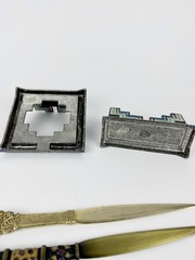 Luxury Hand Painted Desk Set–Post-it Note Holder, Business Card Holder 2 Opener
