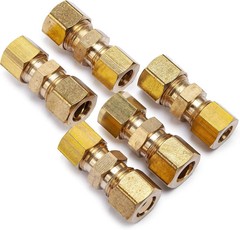 5 PCS 3/8×5/16 Inch OD Compression Reducing Union Brass Fitting Connector