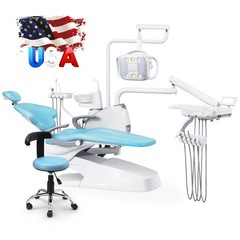 Dental Unit Chair Ergonomic DC Motor Computer Controlled Hard Leather with Stool